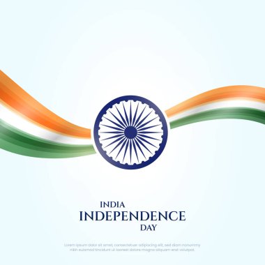 15 Ağustos, Hindistan Bağımsızlık Günü Kutlama Posteri Tasarım Şablonu. Hint bayrağıyla Bağımsızlık Günü 'nüz kutlu olsun. soyut vektör illüstrasyon tasarımı.