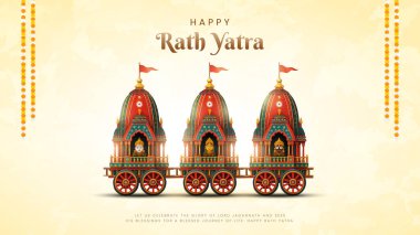 Lord Jagannath, Balabhadra ve Subhadra 'dan Ratha Yatra insanlarla birlikte At Arabası' nda. Yeni soyut vektör çizimi. Rath Yatra Lord Jagannath festivali Tatil geçmişi.