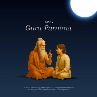 Mutlu guru Purnima gurusu ve Shishya öğretmeni. Tanrı soyut Vektör İllüstrasyon Tasarımı. Guru Purnima 'nın Onur Günü için yaratıcı vektör illüstrasyonu.
