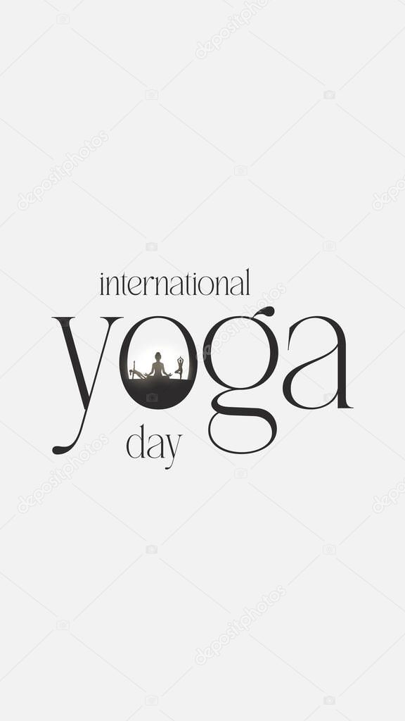 International yoga day. yoga body posture. Woman practicing yoga. vector illustration design. 21 june International yoga day vector poster