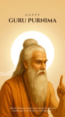 Mutlu guru Purnima gurusu ve Shishya öğretmeni. Tanrı soyut Vektör İllüstrasyon Tasarımı. Guru Purnima 'nın Onur Günü için yaratıcı vektör illüstrasyonu.