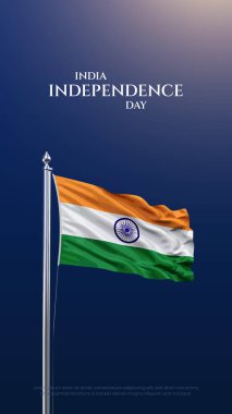 15 Ağustos, Hindistan Bağımsızlık Günü Kutlama Posteri Tasarım Şablonu. Hint bayrağıyla Bağımsızlık Günü 'nüz kutlu olsun. soyut vektör illüstrasyon tasarımı.