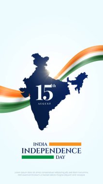 15 Ağustos, Hindistan Bağımsızlık Günü Kutlama Posteri Tasarım Şablonu. Hint bayrağıyla Bağımsızlık Günü 'nüz kutlu olsun. soyut vektör illüstrasyon tasarımı.