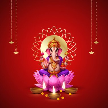 Ganesh Chaturthi hakkında Lord Ganpati. soyut vektör illüstrasyon tasarımı arka planı. Ganesh Chaturthi sosyal medya pankartı tasarımı Lord Ganesh Vector ile.