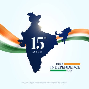 15 Ağustos, Hindistan Bağımsızlık Günü Kutlama Posteri Tasarım Şablonu. Hint bayrağıyla Bağımsızlık Günü 'nüz kutlu olsun. soyut vektör illüstrasyon tasarımı.