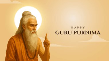 Mutlu guru Purnima gurusu ve Shishya öğretmeni. Tanrı soyut Vektör İllüstrasyon Tasarımı. Guru Purnima 'nın Onur Günü için yaratıcı vektör illüstrasyonu.