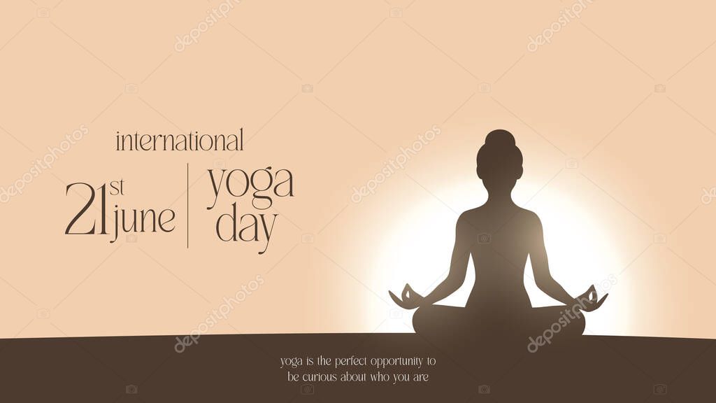 International yoga day. yoga body posture. Woman practicing yoga. vector illustration design. 21 june International yoga day vector poster