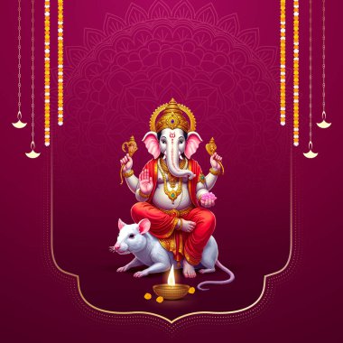 Ganesh Chaturthi hakkında Lord Ganpati. soyut vektör illüstrasyon tasarımı arka planı. Ganesh Chaturthi sosyal medya pankartı tasarımı Lord Ganesh Vector ile.