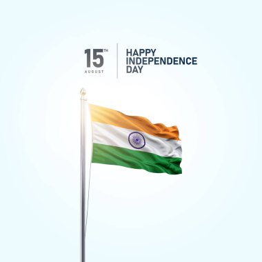 15 Ağustos, Hindistan Bağımsızlık Günü Kutlama Posteri Tasarım Şablonu. Hint bayrağıyla Bağımsızlık Günü 'nüz kutlu olsun. soyut vektör illüstrasyon tasarımı.