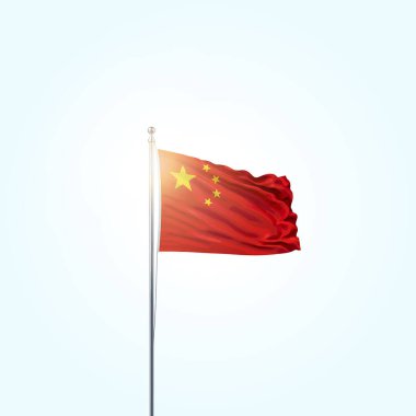 China Flag Vector Illustration, National Flag with Official Colors, Chinese Flag Background, National Day. Çin Bayrak Dalgalanan Vektör Tasarımı.