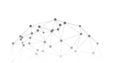 Kablo çerçevesi çokgen element. Birbirine bağlı çizgiler ve noktalar olan küre. İş veya bilim sunumu için 3d geometrik vektör arkaplanı.