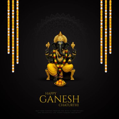 Ganesh Chaturthi hakkında Lord Ganpati. soyut vektör illüstrasyon tasarımı arka planı. Ganesh Chaturthi sosyal medya pankartı tasarımı Lord Ganesh Vector ile.