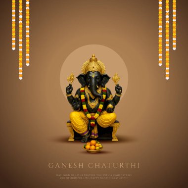 Ganesh Chaturthi hakkında Lord Ganpati. soyut vektör illüstrasyon tasarımı arka planı. Ganesh Chaturthi sosyal medya pankartı tasarımı Lord Ganesh Vector ile.