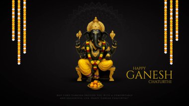 Ganesh Chaturthi hakkında Lord Ganpati. soyut vektör illüstrasyon tasarımı arka planı. Ganesh Chaturthi sosyal medya pankartı tasarımı Lord Ganesh Vector ile.