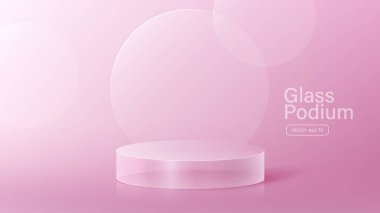 Üç boyutlu cam şeffaf kristal. Boş silindirik kaide. 3 boyutlu silindir ve küp cam platformlar ayarlandı. Şeffaf plastik yuvarlak ve kare p 'nin gerçekçi temsili