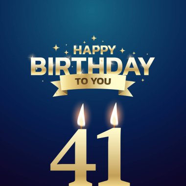 41. ile 50. yaş günü vektör arkaplan tasarımı. Doğum günü kutlama kartı tasarımı için 41 ila 50 yaş arası mum ve dekorasyon öğesi içeren mutlu yıllar sana. Vektör illüstrasyonu.