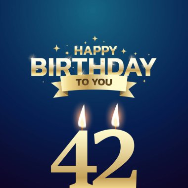 41. ile 50. yaş günü vektör arkaplan tasarımı. Doğum günü kutlama kartı tasarımı için 41 ila 50 yaş arası mum ve dekorasyon öğesi içeren mutlu yıllar sana. Vektör illüstrasyonu.