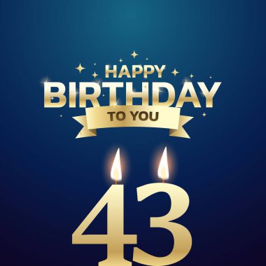 41. ile 50. yaş günü vektör arkaplan tasarımı. Doğum günü kutlama kartı tasarımı için 41 ila 50 yaş arası mum ve dekorasyon öğesi içeren mutlu yıllar sana. Vektör illüstrasyonu.