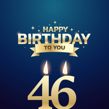 41. ile 50. yaş günü vektör arkaplan tasarımı. Doğum günü kutlama kartı tasarımı için 41 ila 50 yaş arası mum ve dekorasyon öğesi içeren mutlu yıllar sana. Vektör illüstrasyonu.