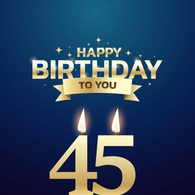 41. ile 50. yaş günü vektör arkaplan tasarımı. Doğum günü kutlama kartı tasarımı için 41 ila 50 yaş arası mum ve dekorasyon öğesi içeren mutlu yıllar sana. Vektör illüstrasyonu.
