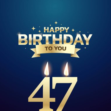 41. ile 50. yaş günü vektör arkaplan tasarımı. Doğum günü kutlama kartı tasarımı için 41 ila 50 yaş arası mum ve dekorasyon öğesi içeren mutlu yıllar sana. Vektör illüstrasyonu.