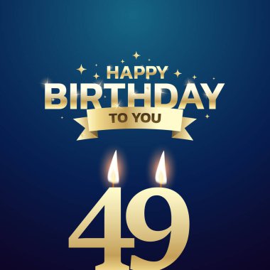 41. ile 50. yaş günü vektör arkaplan tasarımı. Doğum günü kutlama kartı tasarımı için 41 ila 50 yaş arası mum ve dekorasyon öğesi içeren mutlu yıllar sana. Vektör illüstrasyonu.