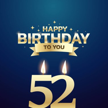 51. ile 60. yaş günü vektör arkaplan tasarımı. Doğum günü kutlama kartı tasarımı için 51 ila 60 yaş arası mum ve dekorasyon öğesi içeren mutlu yıllar sana. Vektör illüstrasyonu.