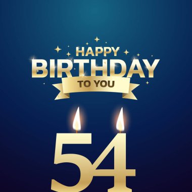 51. ile 60. yaş günü vektör arkaplan tasarımı. Doğum günü kutlama kartı tasarımı için 51 ila 60 yaş arası mum ve dekorasyon öğesi içeren mutlu yıllar sana. Vektör illüstrasyonu.