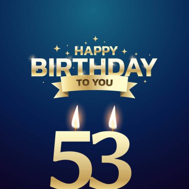 51. ile 60. yaş günü vektör arkaplan tasarımı. Doğum günü kutlama kartı tasarımı için 51 ila 60 yaş arası mum ve dekorasyon öğesi içeren mutlu yıllar sana. Vektör illüstrasyonu.