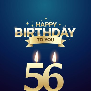 51. ile 60. yaş günü vektör arkaplan tasarımı. Doğum günü kutlama kartı tasarımı için 51 ila 60 yaş arası mum ve dekorasyon öğesi içeren mutlu yıllar sana. Vektör illüstrasyonu.