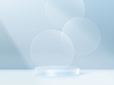 Üç boyutlu cam şeffaf kristal. Boş silindirik kaide. 3 boyutlu silindir ve küp cam platformlar ayarlandı. Şeffaf plastik yuvarlak ve kare p 'nin gerçekçi temsili