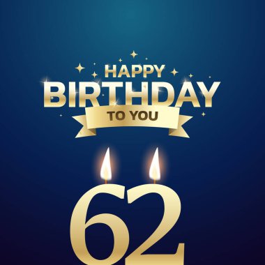 61. ve 70. Doğum günü vektör arkaplan tasarımı. Doğum günü kutlama kartı tasarımı için 61 ila 70 yaş arası mum ve dekorasyon öğesi içeren mutlu yıllar sana. Vektör illüstrasyonu.