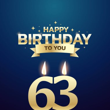 61. ve 70. Doğum günü vektör arkaplan tasarımı. Doğum günü kutlama kartı tasarımı için 61 ila 70 yaş arası mum ve dekorasyon öğesi içeren mutlu yıllar sana. Vektör illüstrasyonu.