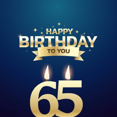 61. ve 70. Doğum günü vektör arkaplan tasarımı. Doğum günü kutlama kartı tasarımı için 61 ila 70 yaş arası mum ve dekorasyon öğesi içeren mutlu yıllar sana. Vektör illüstrasyonu.