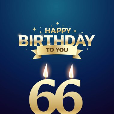 61. ve 70. Doğum günü vektör arkaplan tasarımı. Doğum günü kutlama kartı tasarımı için 61 ila 70 yaş arası mum ve dekorasyon öğesi içeren mutlu yıllar sana. Vektör illüstrasyonu.