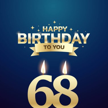 61. ve 70. Doğum günü vektör arkaplan tasarımı. Doğum günü kutlama kartı tasarımı için 61 ila 70 yaş arası mum ve dekorasyon öğesi içeren mutlu yıllar sana. Vektör illüstrasyonu.