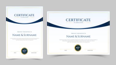 Başarı sertifikası sınır şablonu tasarımı. Lüks bir ödül, diploma. Zarif ve lüks sertifika şablonu. Vektör illüstrasyonu