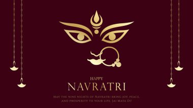 Goddess Durga Illustration ile Mutlu Navratri Festivali Arkaplan Tasarımı