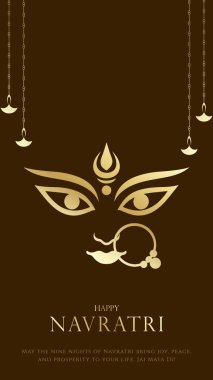 Goddess Durga Illustration ile Mutlu Navratri Festivali Arkaplan Tasarımı