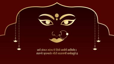 Goddess Durga Illustration ile Mutlu Navratri Festivali Arkaplan Tasarımı