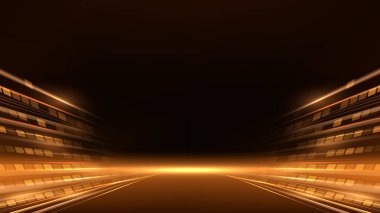 Parlayan ışık efektli soyut fütüristik arkaplan. Vektör illüstrasyonu. Soyut neon ışık arkaplanı. Parlak ışık efektli fütürist teknoloji arka planı. Vektör illüstrasyonu.