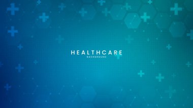 Düz simgeler ve sembollerle soyut tıbbi altyapı. Sağlık teknolojisi kavramı ve fikri olan tıbbi tasarım. Sağlık hizmetleri tıbbi geçmişi. Sağlık Sembolleri.