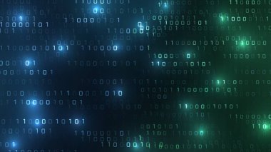 Matrix 'teki vektör dijital kod yağmuru fütüristik tarzda ilham verdi. Parlak ikili karakterli yüksek teknoloji arkaplan. İkili Yazılım Programlama Kodu Arkaplanı. Dijital Veri Teknolojisi Konsepti.
