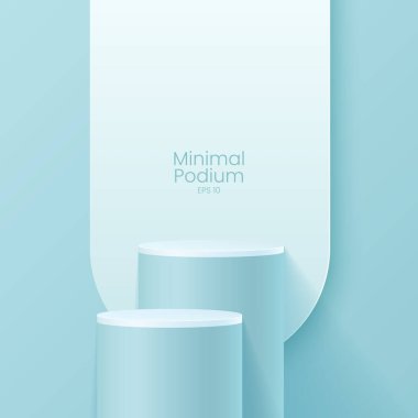 Soyut asgari sahne. Yumuşak malzeme tabanlı minimal podyum. Yumuşak podyum sahneleri ve kapakları yuvarlak ve kare şeklinde altın kaplamalı ürün sergi platformu. 