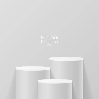 Soyut asgari sahne. Yumuşak malzeme tabanlı minimal podyum. Yumuşak podyum sahneleri ve kapakları yuvarlak ve kare şeklinde altın kaplamalı ürün sergi platformu. 