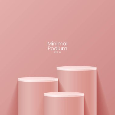 Soyut asgari sahne. Yumuşak malzeme tabanlı minimal podyum. Yumuşak podyum sahneleri ve kapakları yuvarlak ve kare şeklinde altın kaplamalı ürün sergi platformu. 