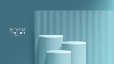 Soyut asgari sahne. Yumuşak malzeme tabanlı minimal podyum. Yumuşak podyum sahneleri ve kapakları yuvarlak ve kare şeklinde altın kaplamalı ürün sergi platformu. 