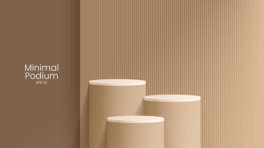 Soyut asgari sahne. Yumuşak malzeme tabanlı minimal podyum. Yumuşak podyum sahneleri ve kapakları yuvarlak ve kare şeklinde altın kaplamalı ürün sergi platformu. 