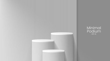 Soyut asgari sahne. Yumuşak malzeme tabanlı minimal podyum. Yumuşak podyum sahneleri ve kapakları yuvarlak ve kare şeklinde altın kaplamalı ürün sergi platformu. 