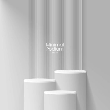 Soyut asgari sahne. Yumuşak malzeme tabanlı minimal podyum. Yumuşak podyum sahneleri ve kapakları yuvarlak ve kare şeklinde altın kaplamalı ürün sergi platformu. 